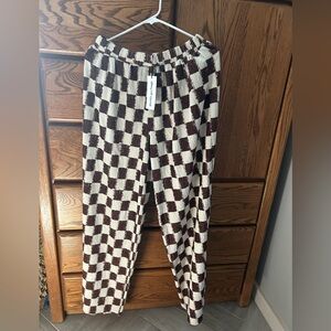 Brown and Cream Checkered Trousers